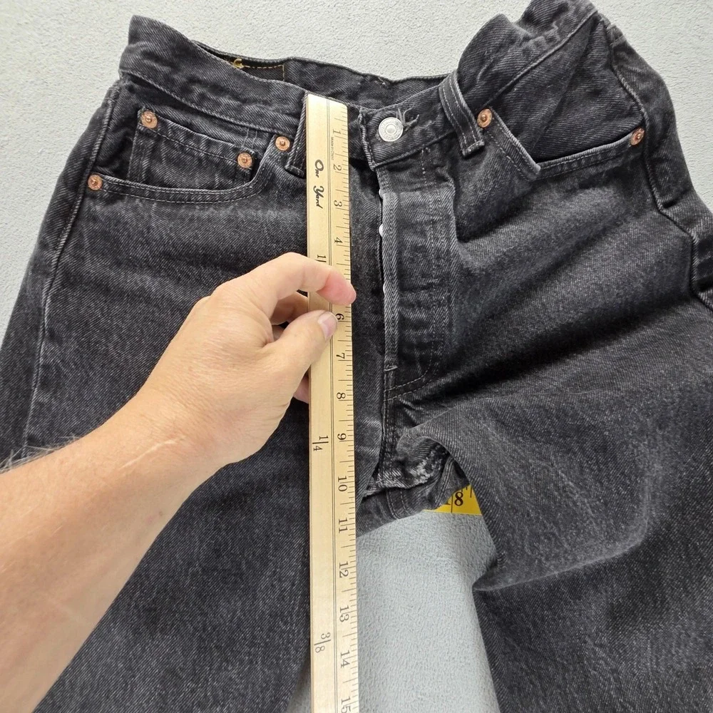 Vintage Levis 501 Jeans Mens Black Charcoal Wash Button Fly Made‎ USA Fits 26x30
